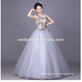 Puffy princess ball gown colorful shining chiffon wedding dress Grey Pink Evening Party Ball Gown